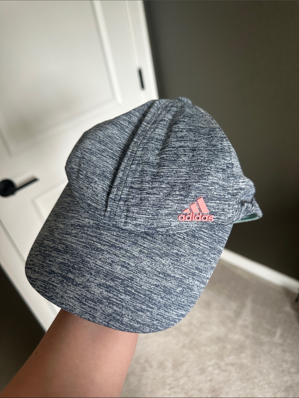 adidas Blue Heather Cap with Pink Logo
